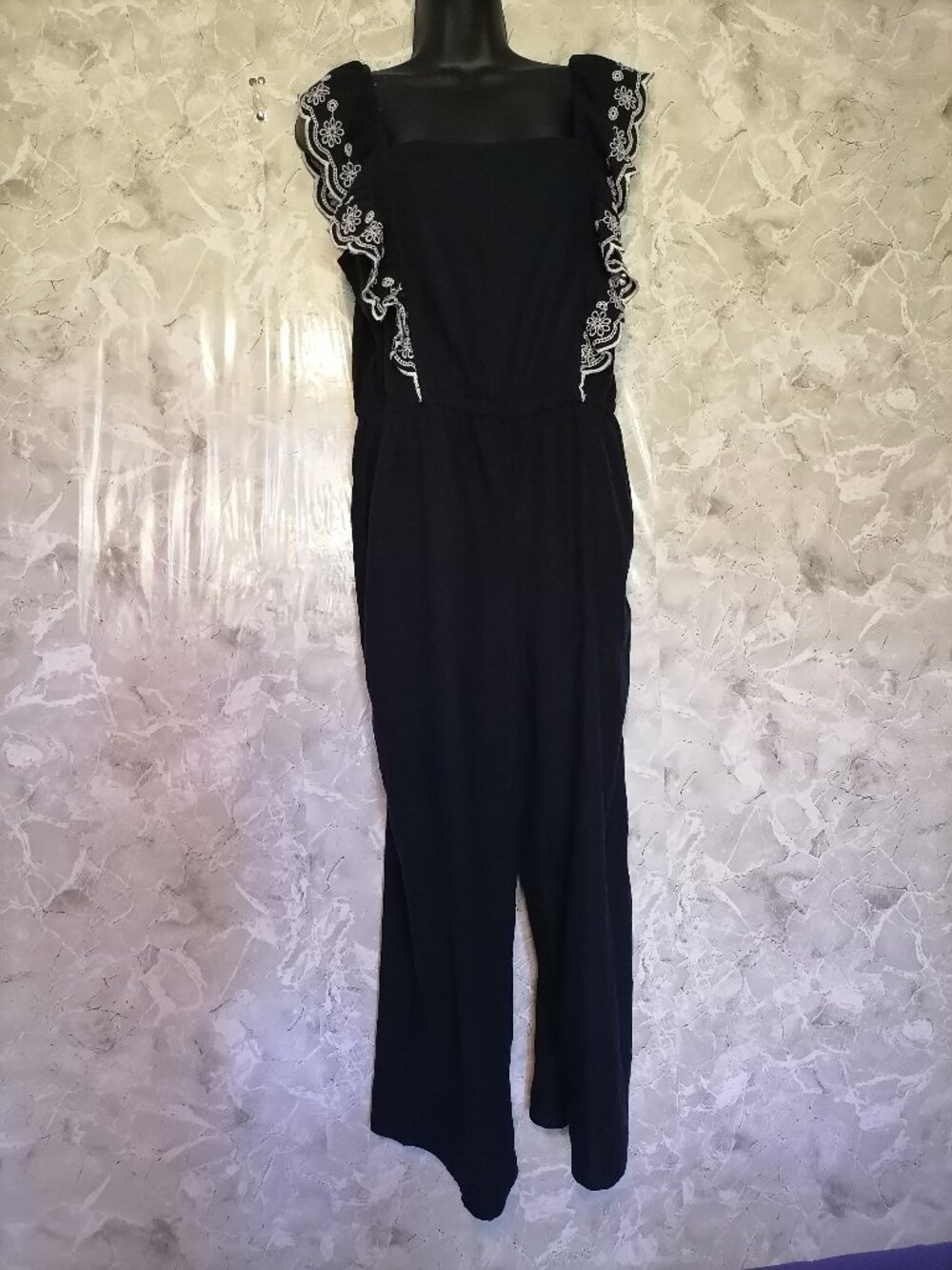 Old Navy | Ruffle Sleeveless Linen Blend Jumpsuit Sz XXL Summer Vacation